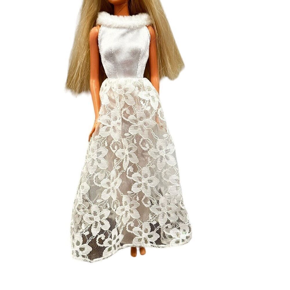 Barbie 1998 White Winter Faux Fur Wedding Dress, Dress Only